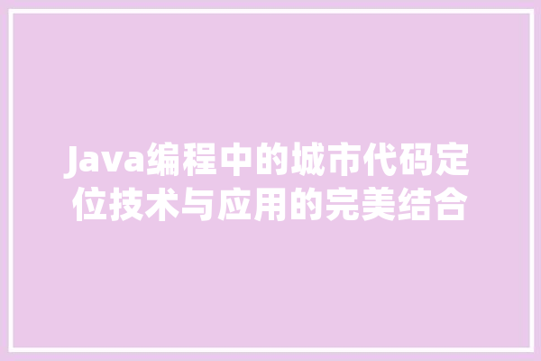 Java编程中的城市代码定位技术与应用的完美结合