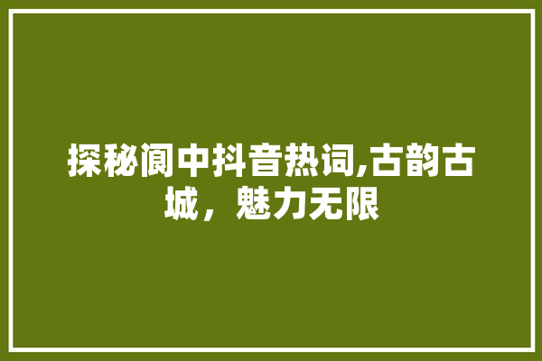 探秘阆中抖音热词,古韵古城，魅力无限 绘影字幕