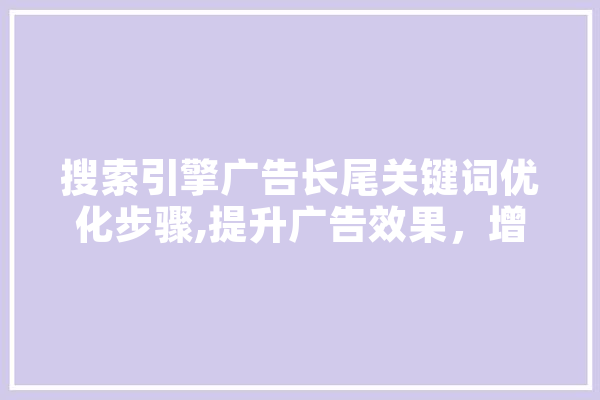 搜索引擎广告长尾关键词优化步骤,提升广告效果，增加转化率