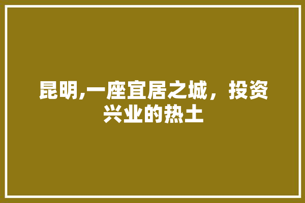 昆明,一座宜居之城，投资兴业的热土