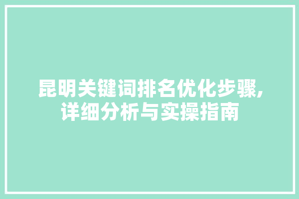昆明关键词排名优化步骤,详细分析与实操指南