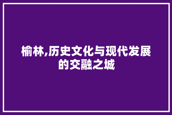榆林,历史文化与现代发展的交融之城