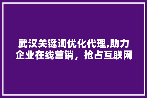 武汉关键词优化代理,助力企业在线营销，抢占互联网蓝海