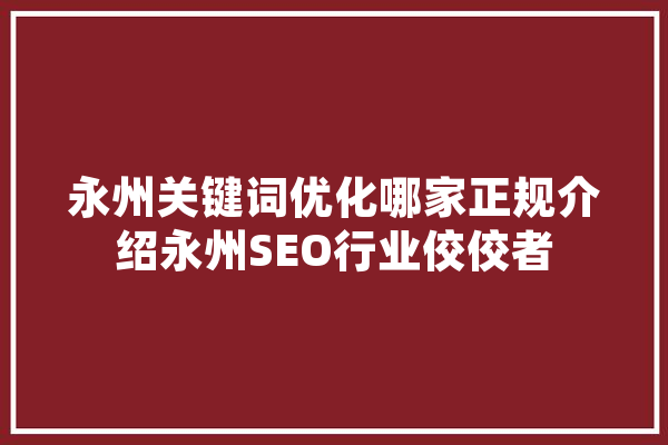 永州关键词优化哪家正规介绍永州SEO行业佼佼者