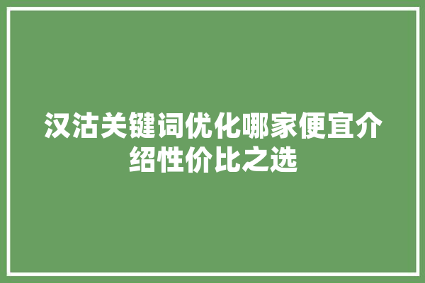 汉沽关键词优化哪家便宜介绍性价比之选