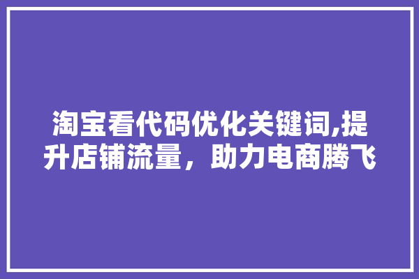 淘宝看代码优化关键词,提升店铺流量，助力电商腾飞