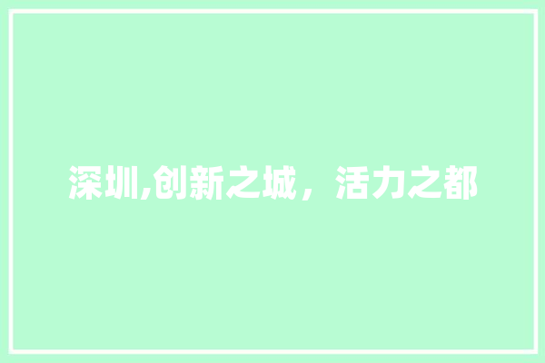 深圳,创新之城，活力之都