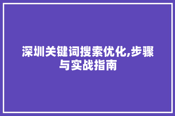 深圳关键词搜索优化,步骤与实战指南