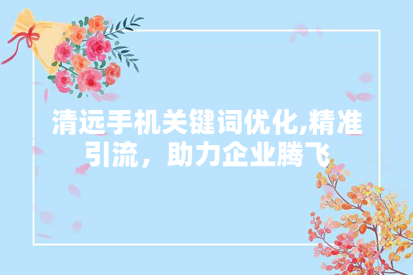 清远手机关键词优化,精准引流，助力企业腾飞