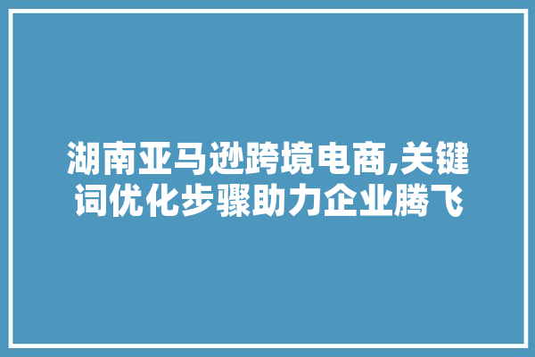 湖南亚马逊跨境电商,关键词优化步骤助力企业腾飞 AI快讯