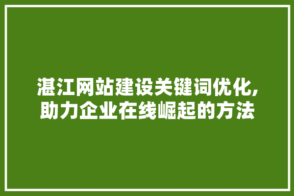 湛江网站建设关键词优化,助力企业在线崛起的方法