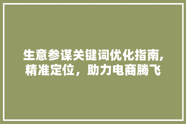 生意参谋关键词优化指南,精准定位，助力电商腾飞