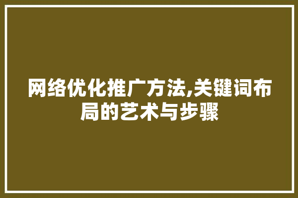 网络优化推广方法,关键词布局的艺术与步骤
