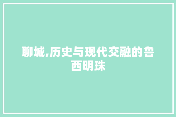 聊城,历史与现代交融的鲁西明珠