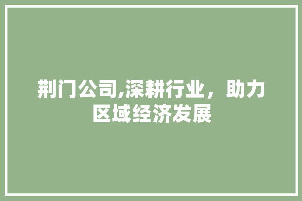 荆门公司,深耕行业，助力区域经济发展