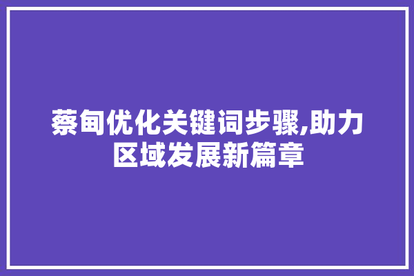 蔡甸优化关键词步骤,助力区域发展新篇章
