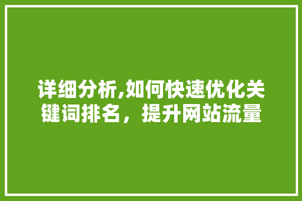 详细分析,如何快速优化关键词排名，提升网站流量 AI简讯