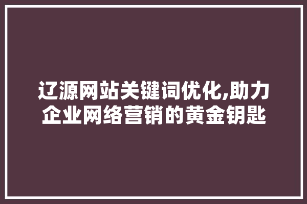 辽源网站关键词优化,助力企业网络营销的黄金钥匙