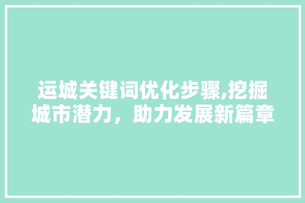 运城关键词优化步骤,挖掘城市潜力，助力发展新篇章