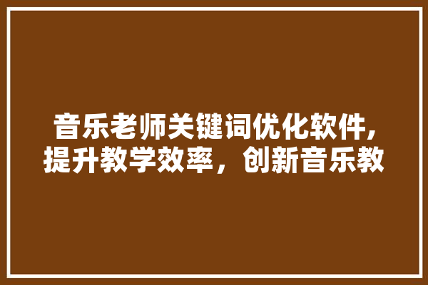音乐老师关键词优化软件,提升教学效率，创新音乐教育