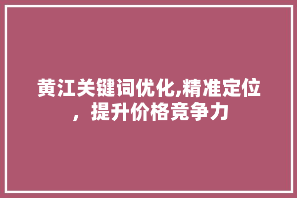 黄江关键词优化,精准定位，提升价格竞争力 绘影字幕