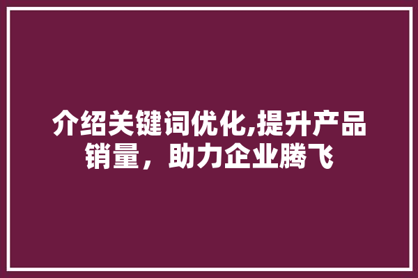 介绍关键词优化,提升产品销量，助力企业腾飞