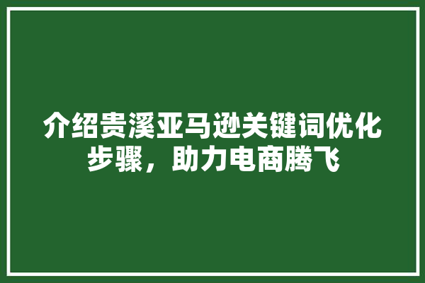 介绍贵溪亚马逊关键词优化步骤，助力电商腾飞 文字写作