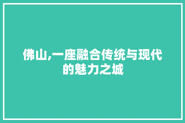佛山,一座融合传统与现代的魅力之城