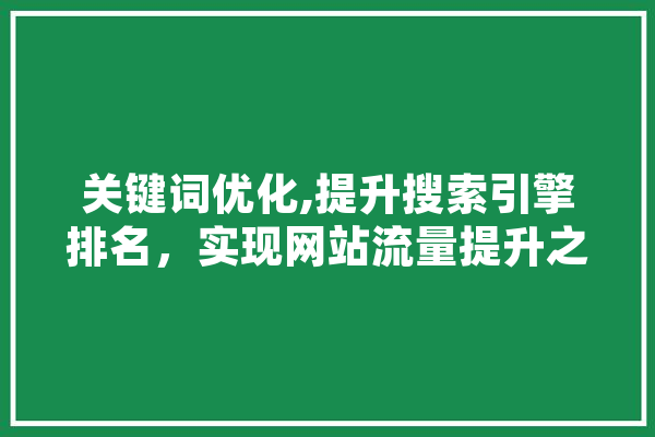 关键词优化,提升搜索引擎排名，实现网站流量提升之路