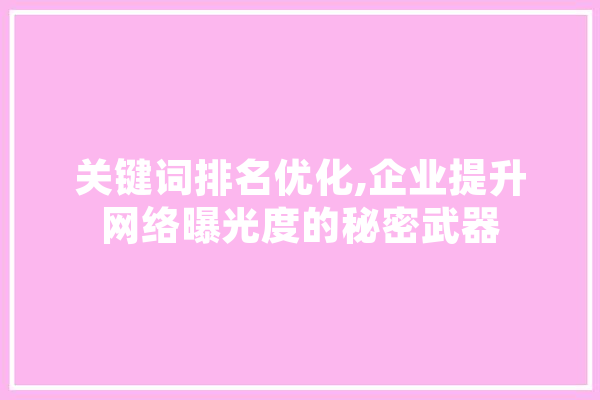 关键词排名优化,企业提升网络曝光度的秘密武器
