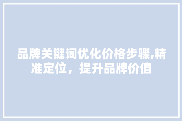 品牌关键词优化价格步骤,精准定位，提升品牌价值