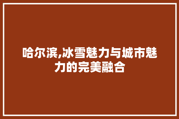 哈尔滨,冰雪魅力与城市魅力的完美融合