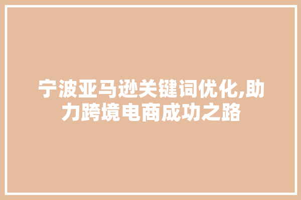 宁波亚马逊关键词优化,助力跨境电商成功之路