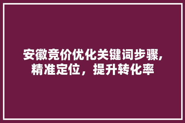 安徽竞价优化关键词步骤,精准定位，提升转化率