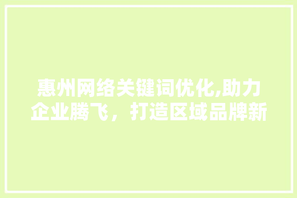 惠州网络关键词优化,助力企业腾飞，打造区域品牌新名片