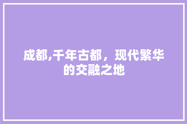 成都,千年古都，现代繁华的交融之地