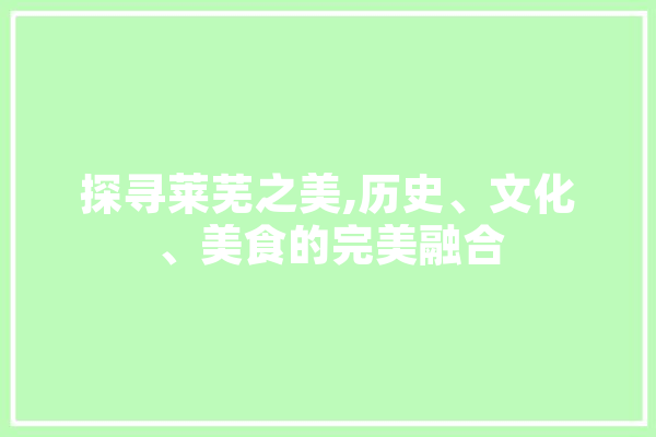 探寻莱芜之美,历史、文化、美食的完美融合