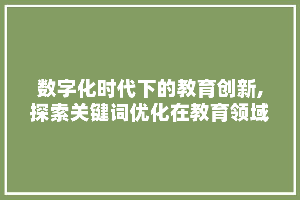 数字化时代下的教育创新,探索关键词优化在教育领域的应用 AI简讯