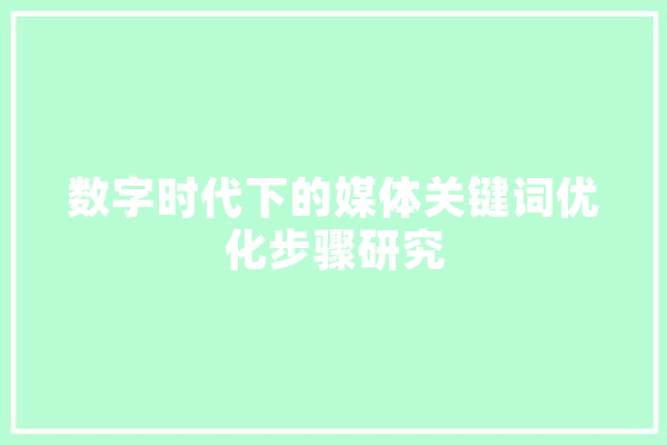 数字时代下的媒体关键词优化步骤研究