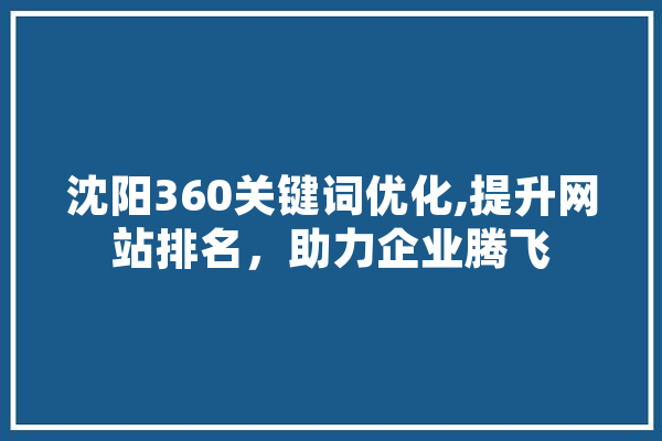 沈阳360关键词优化,提升网站排名，助力企业腾飞