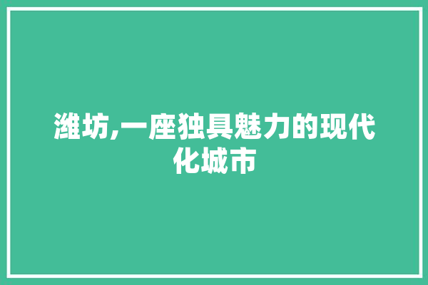 潍坊,一座独具魅力的现代化城市