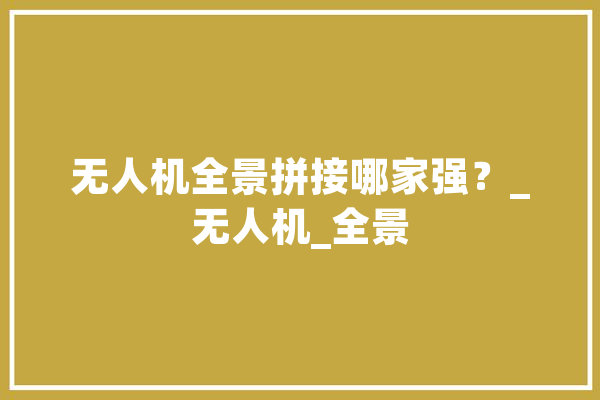 无人机全景拼接哪家强？_无人机_全景