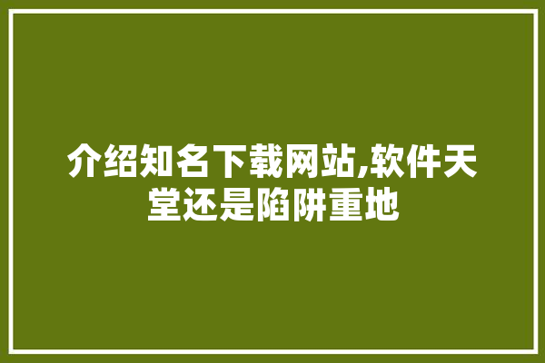 介绍知名下载网站,软件天堂还是陷阱重地