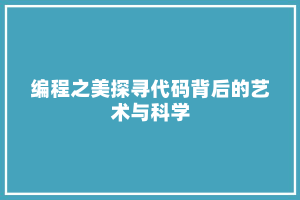 编程之美探寻代码背后的艺术与科学