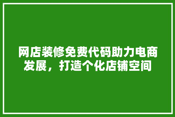 网店装修免费代码助力电商发展，打造个化店铺空间 计算机
