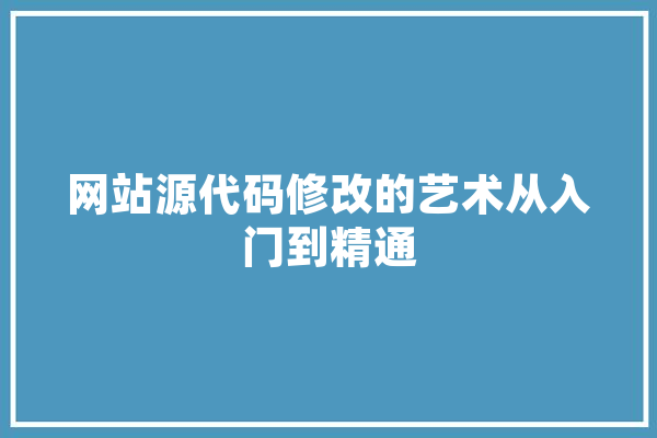 网站源代码修改的艺术从入门到精通