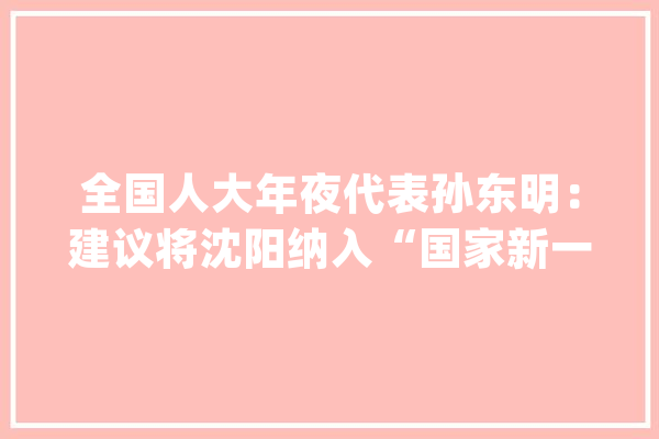 全国人大年夜代表孙东明：建议将沈阳纳入“国家新一代人工智能立异成长试验区”_人工智能_实验区