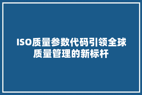 ISO质量参数代码引领全球质量管理的新标杆 绘影字幕