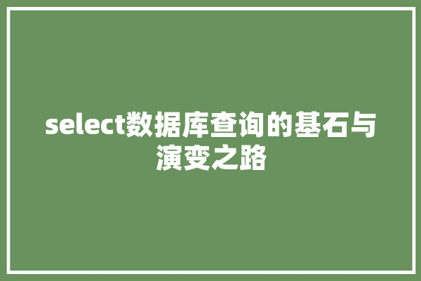 select数据库查询的基石与演变之路