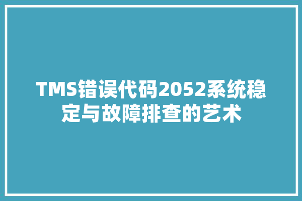 TMS错误代码2052系统稳定与故障排查的艺术